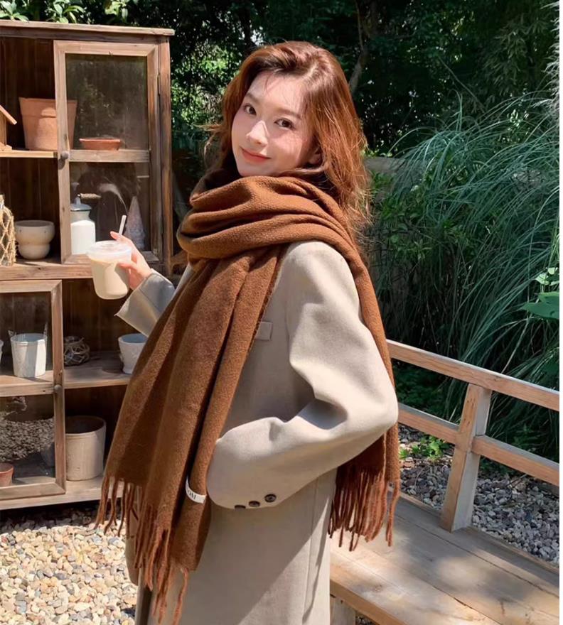 Cross-border scarf wholesale e-commerce live streaming supply chain supply 39 Monochrome series Solid Oreo pic 2