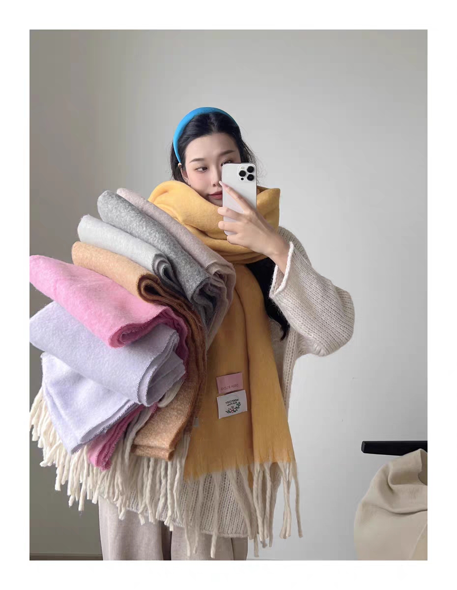 Cross-border scarf wholesale e-commerce new 88 Marshmallow series rice warp plain thick beard Marshmallow single color thick beard pic 9