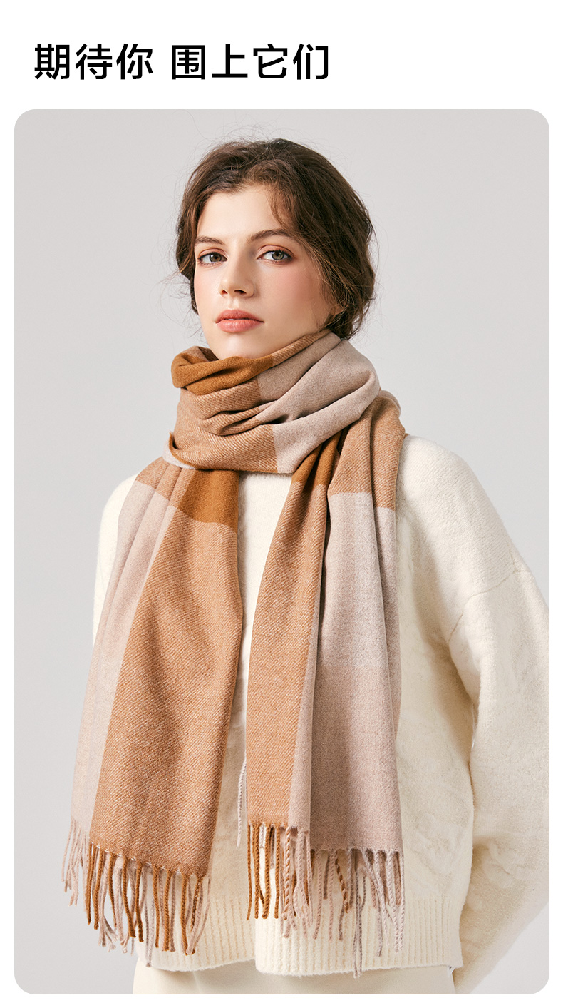 Wholesale of cross-border scarves in stock, e-commerce live streaming, supply chain, 96 wool series, color-blocked wool square grid pic 1