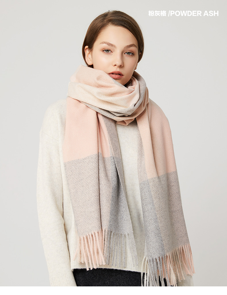 Cross-border scarf wholesale e-commerce live streaming supply chain supply 96 wool series twill wool check pic 4