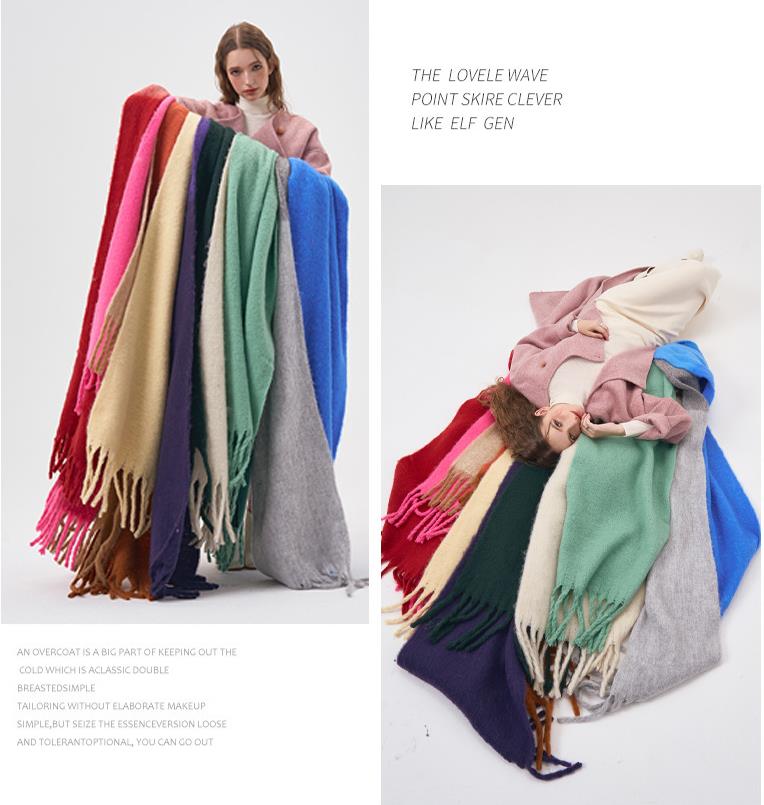 Wholesale cross-border scarves in stock, e-commerce live streaming supply chain, 68 thick beard series, half color-blocked scarves pic 4