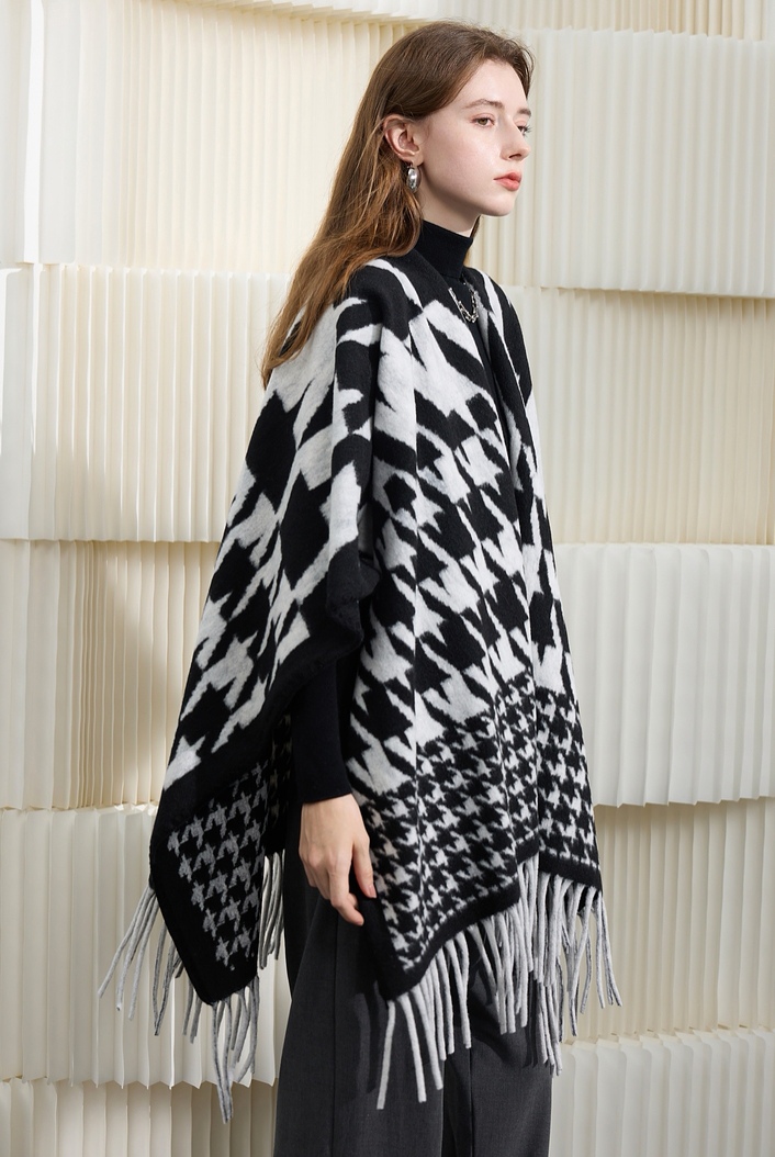 Cross-border scarf wholesale e-commerce live streaming supply chain, Thousand Bird pattern imitation cashmere split shawls pic 7