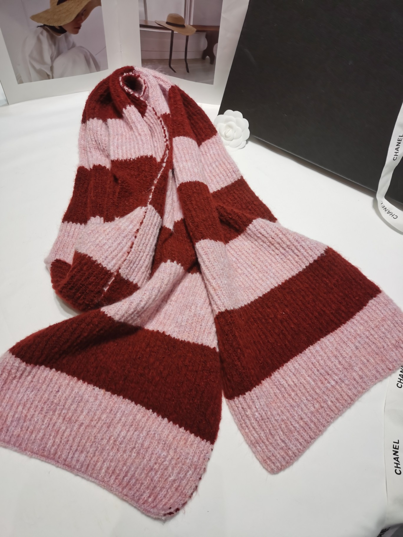 Cross-border scarf wholesale e-commerce live streaming supply chain supply dopamine glutinous rice fleece wool horizontal stripes pic 8