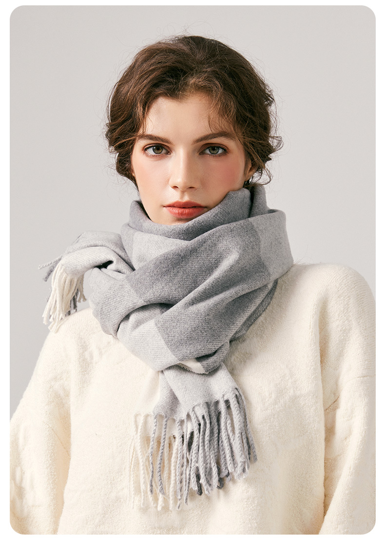 Wholesale of cross-border scarves in stock, e-commerce live streaming, supply chain, 96 wool series, color-blocked wool square grid pic 7