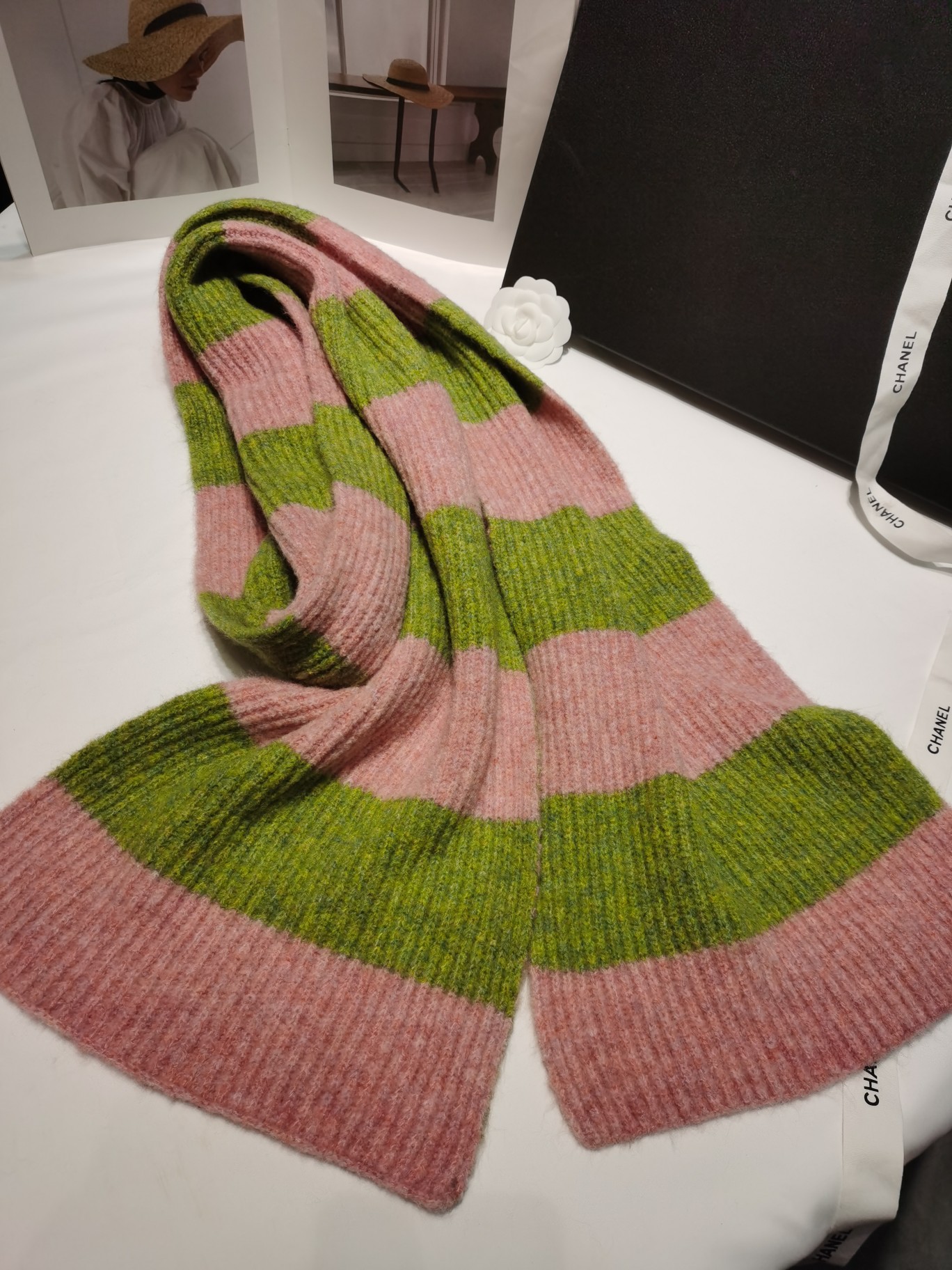 Cross-border scarf wholesale e-commerce live streaming supply chain supply dopamine glutinous rice fleece wool horizontal stripes pic 7