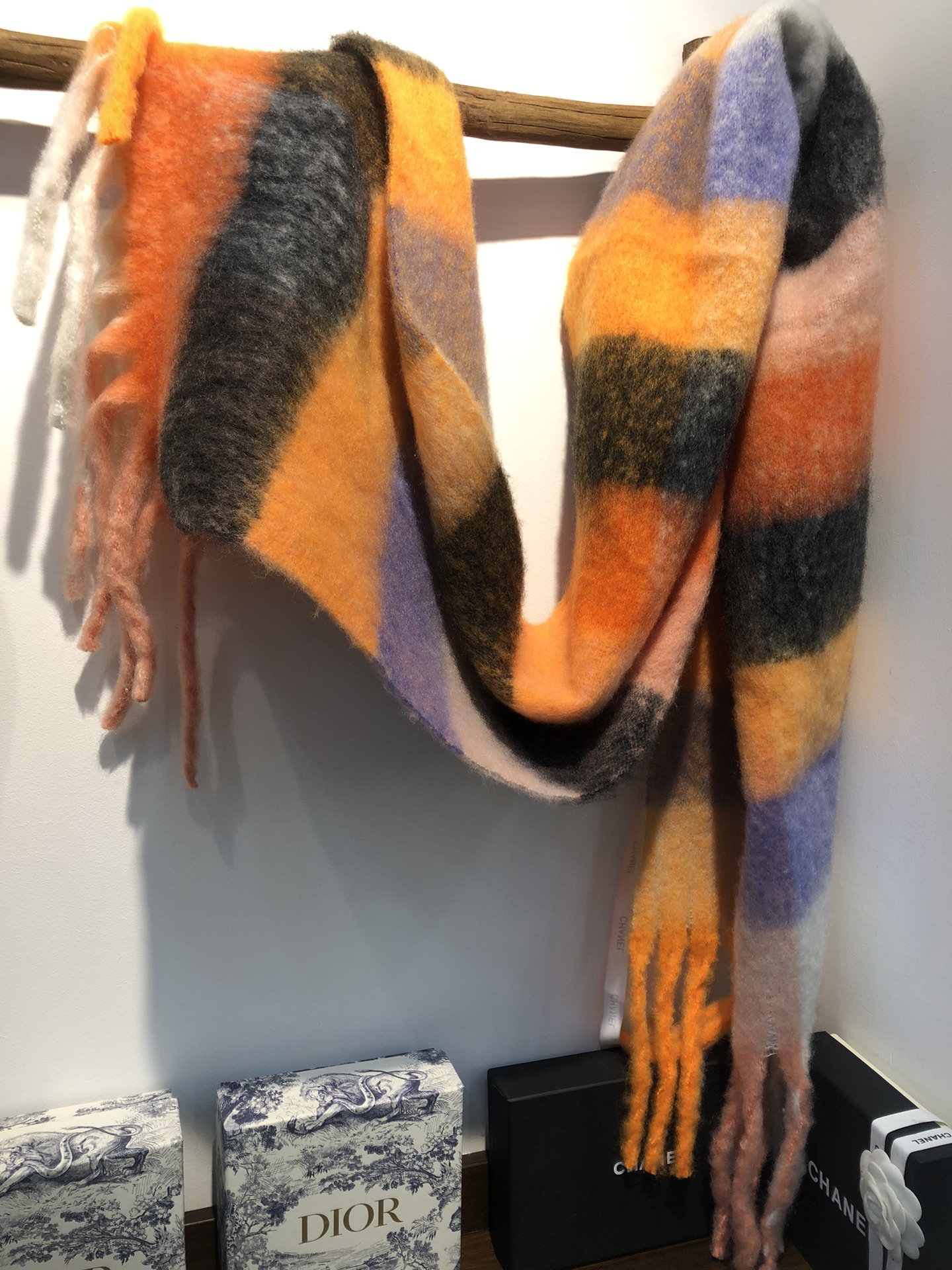 Cross-border scarf wholesale e-commerce live streaming supply chain, mohair thick beard scarf COS checkered thick beard pic 9