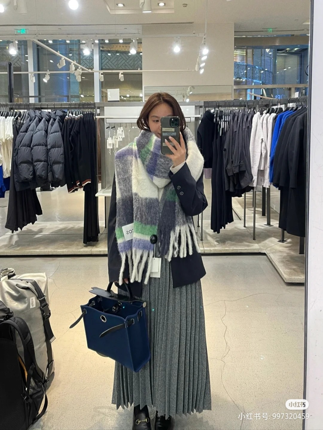 Cross-border scarf wholesale e-commerce live streaming supply chain COS checkered thick beard scarf new style Zhangqing checkered pic 9