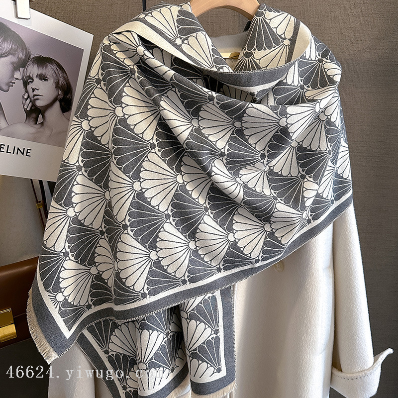 E-commerce live streaming supply chain cross-border scarf wholesale supply 27 high-speed jacquard series Ginkgo leaf pic 3