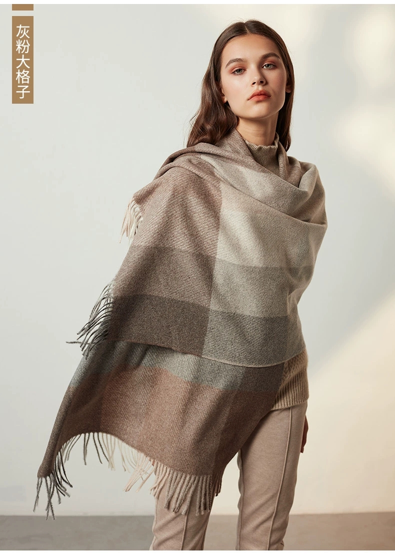 Cross-border scarf wholesale e-commerce live streaming supply chain supply 96 wool series twill wool check pic 1
