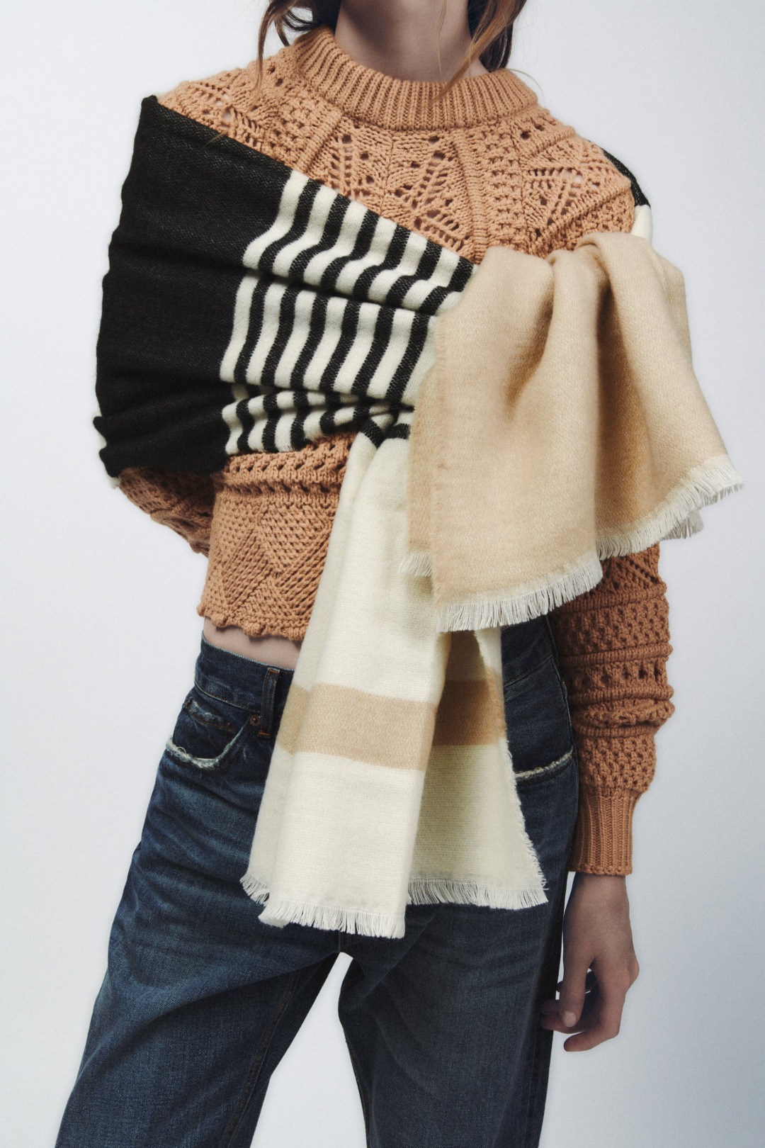 Cross-border scarf wholesale e-commerce live-streaming supply chain supply of new horizontal striped long scarves pic 1