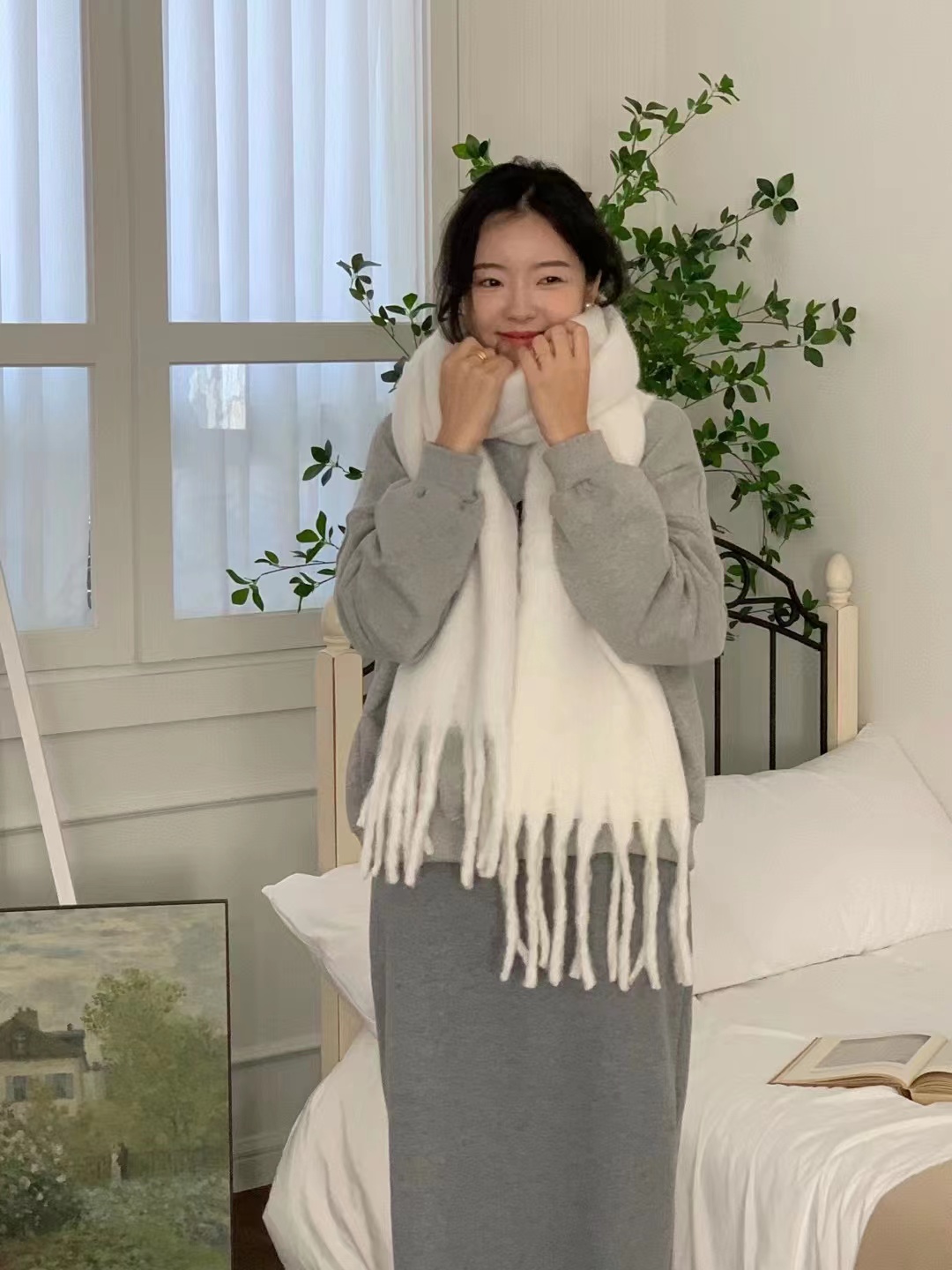 Cross-border scarf wholesale e-commerce live-streaming supply chain, year-round availability, cash payment, single-color thick whiskers pic 6