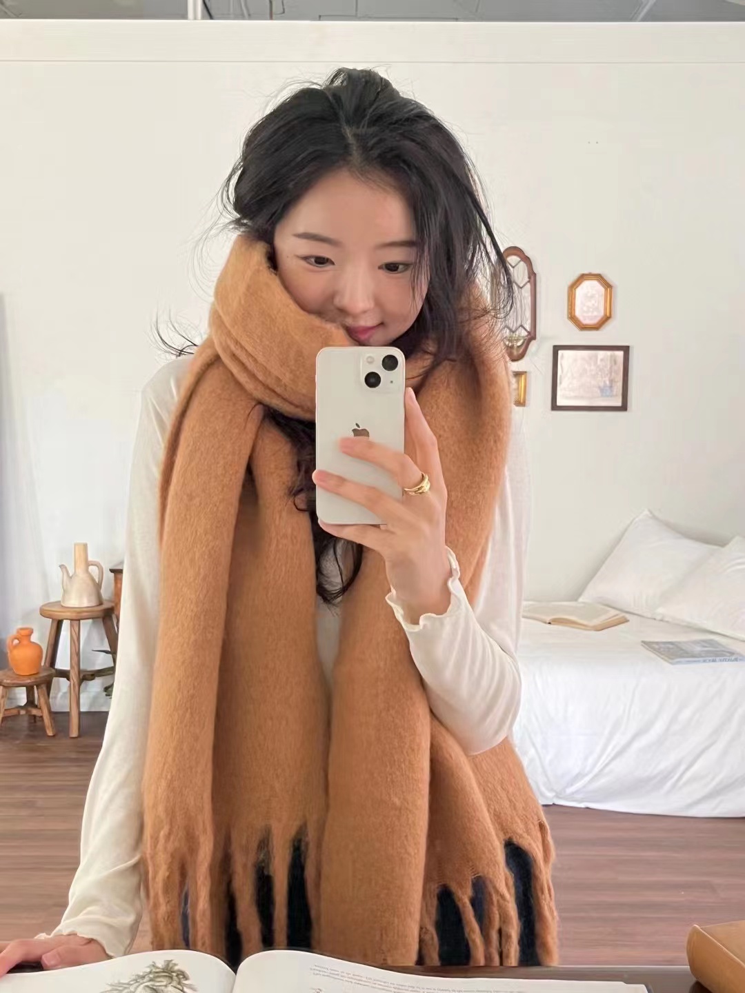Cross-border scarf wholesale e-commerce live-streaming supply chain, year-round availability, cash payment, single-color thick whiskers pic 7