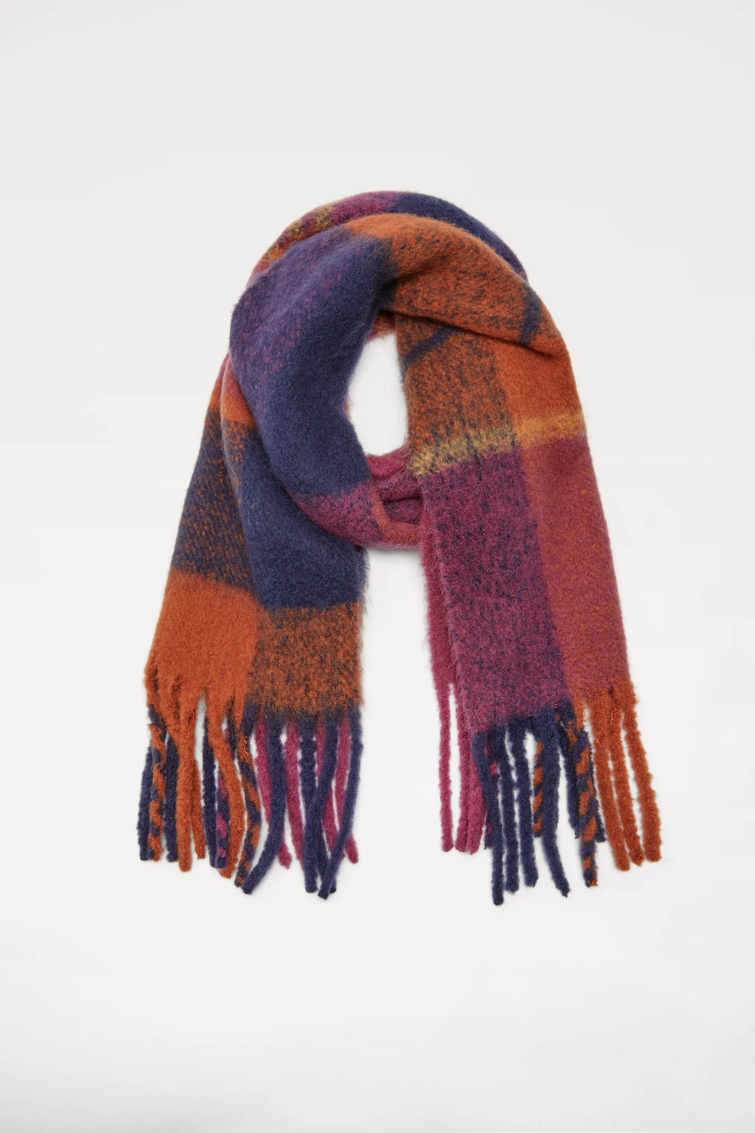 Cross-border scarf wholesale, e-commerce live streaming, supply chain, bristles, deep purple-red checkered thick whiskers pic 7