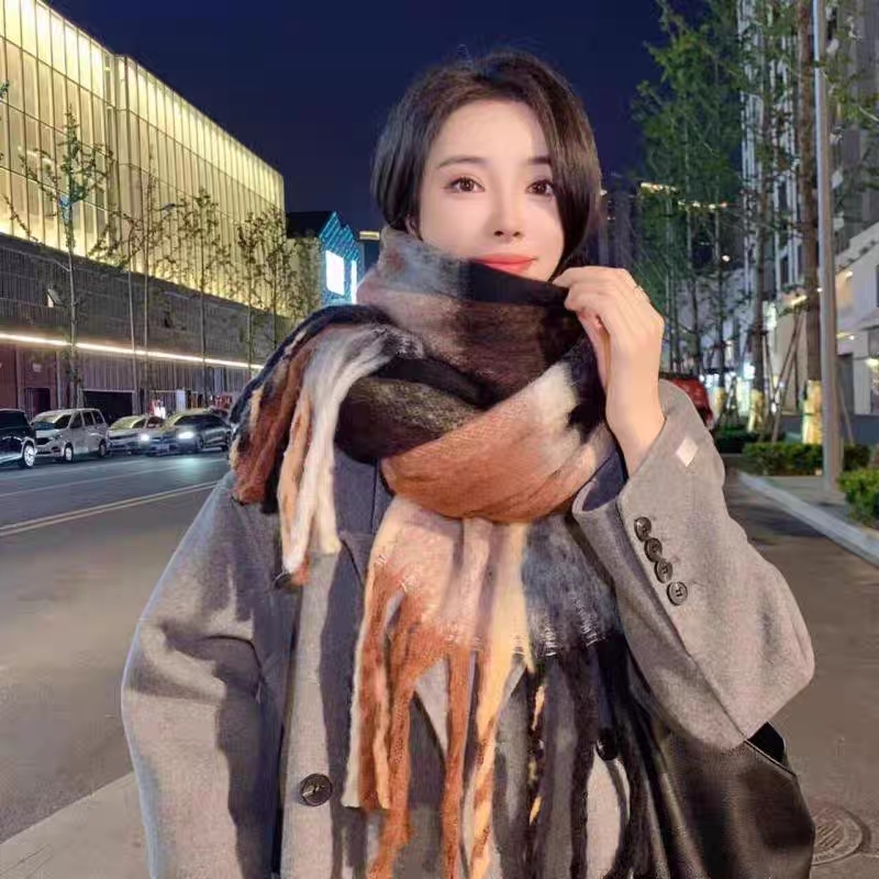 Cross-border scarf wholesale e-commerce live-streaming supply chain supply of thick fluorescent checkered scarves pic 9