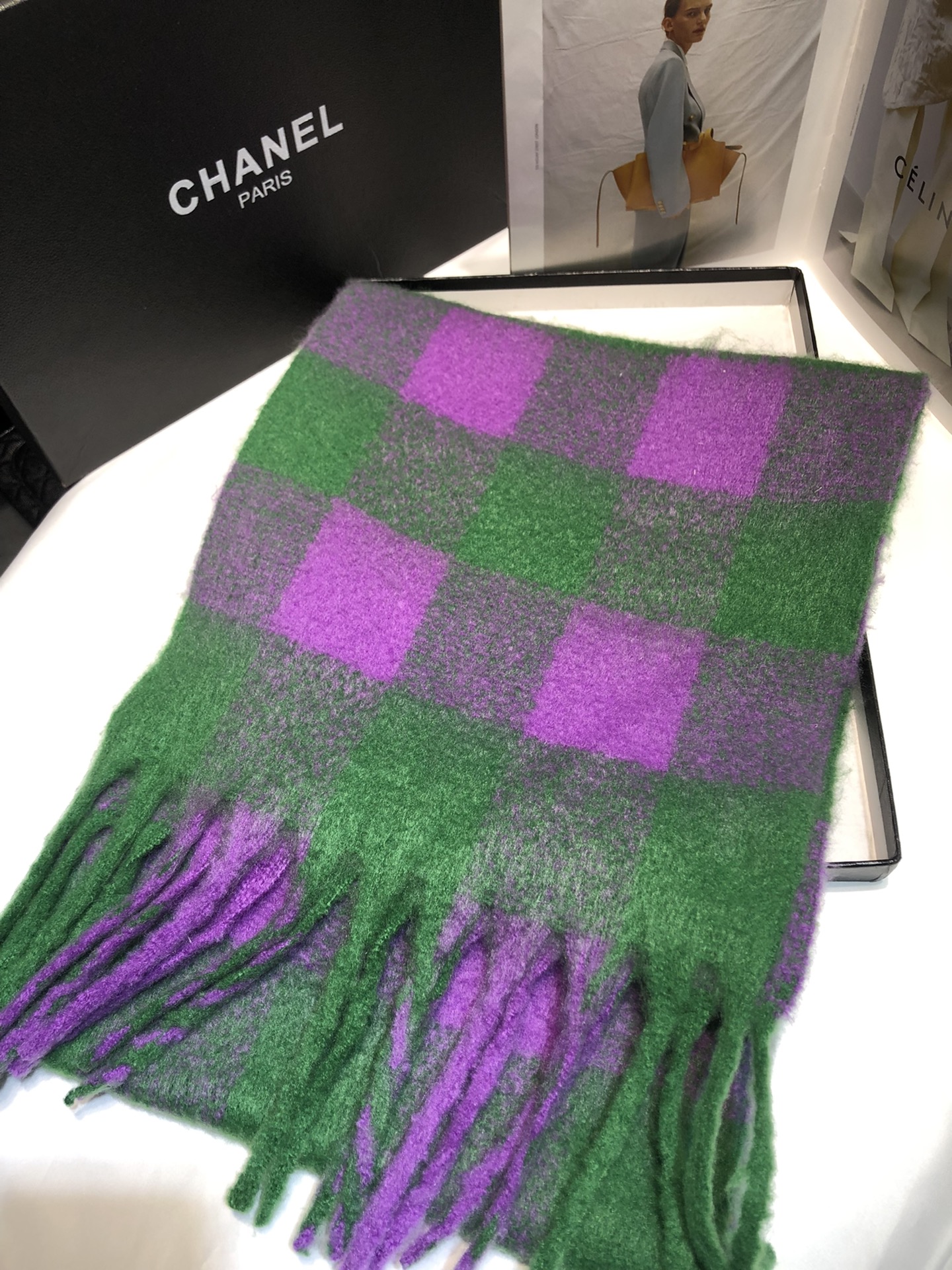 Cross-border scarf wholesale, e-commerce live streaming, supply chain, tattooed purple-green checkered thick whiskers pic 9