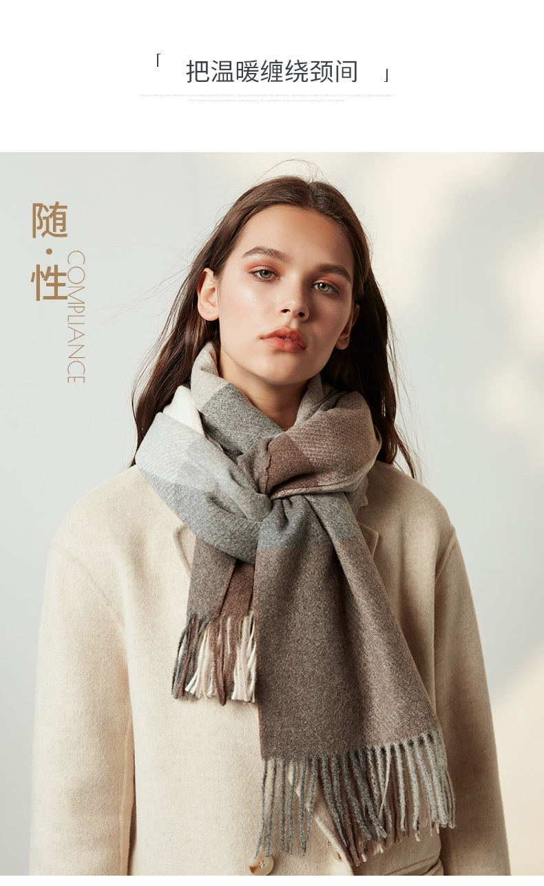 Cross-border scarf wholesale e-commerce live streaming supply chain supply 96 wool series twill wool check pic 2