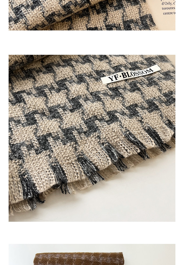The 2024 winter new thousand-bird check cashmere scarf is a versatile long and warm dress for women, a retro shawl for couples, and a trendy scarf for men pic 8