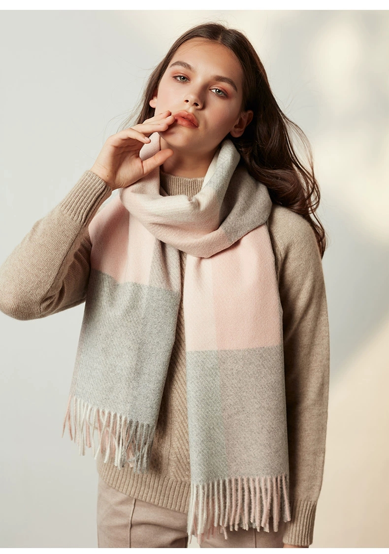 Cross-border scarf wholesale e-commerce live streaming supply chain supply 96 wool series twill wool check pic 6