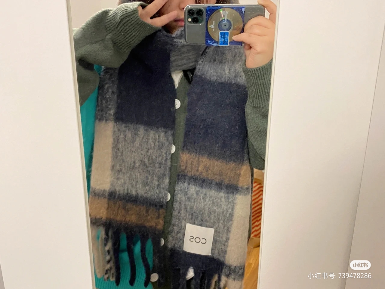 Cross-border scarf wholesale e-commerce live streaming supply chain COS checkered thick beard scarf new style Zhangqing checkered pic 2