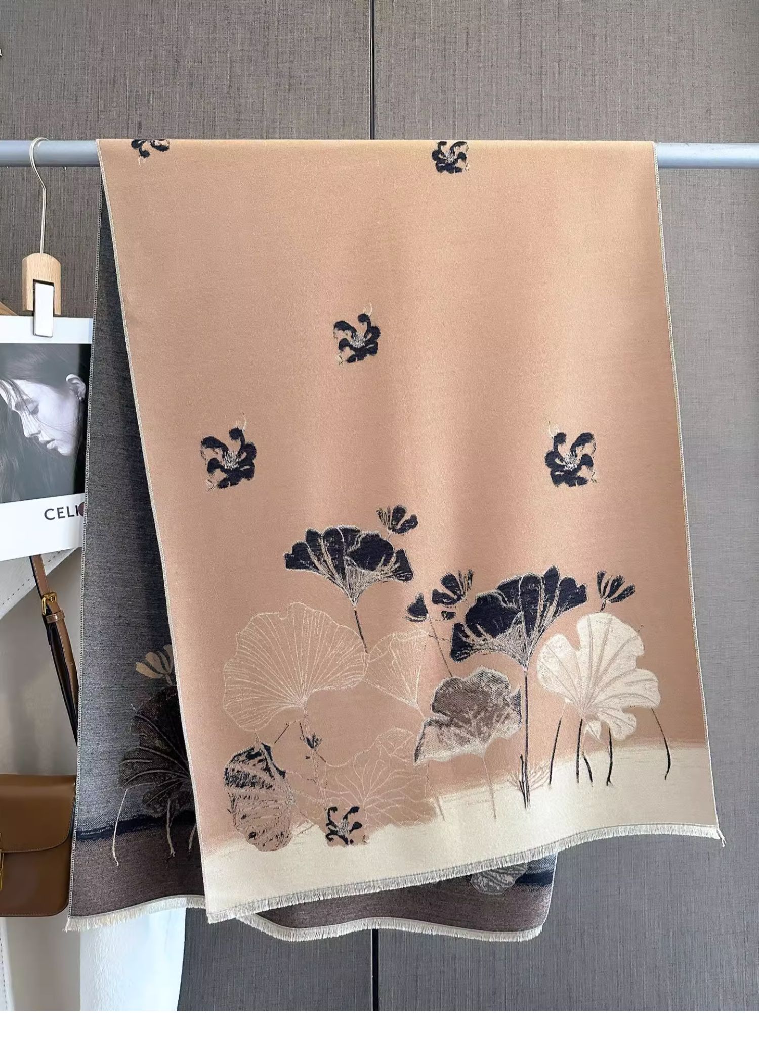 Cross-border scarf wholesale 27 high-speed jacquard series Ginkgo leaf cash on delivery scarf e-commerce supply pic 9