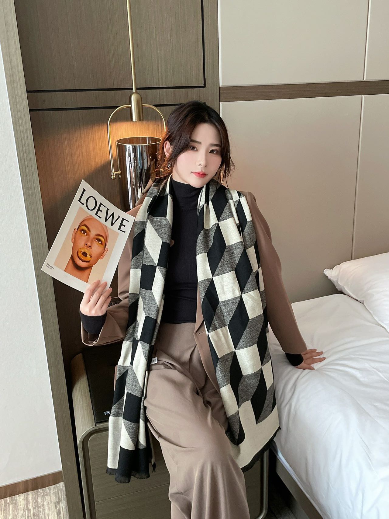Cross-border scarf wholesale e-commerce supply 37 Fashion Jacquard series three-dimensional checkered scarves pic 9
