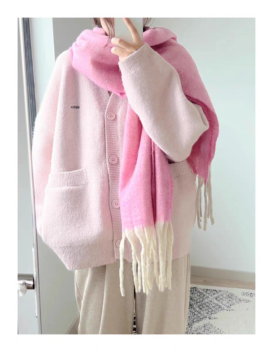 Cross-border scarf wholesale e-commerce live streaming supply chain 88 Cotton Candy series Cotton Candy single-color thick beard scarf supply pic 2