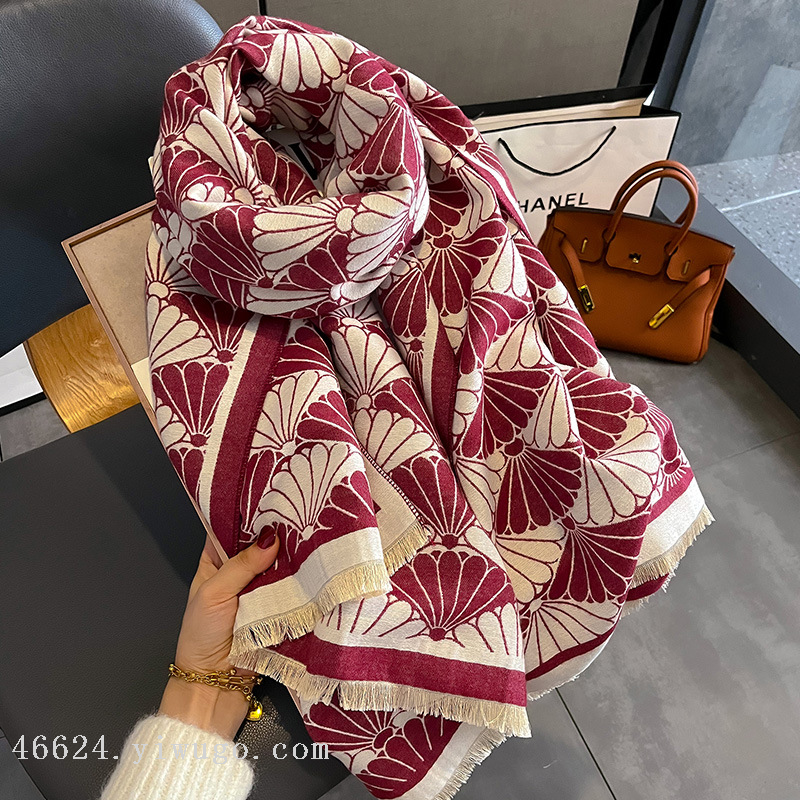 E-commerce live streaming supply chain cross-border scarf wholesale supply 27 high-speed jacquard series Ginkgo leaf pic 4