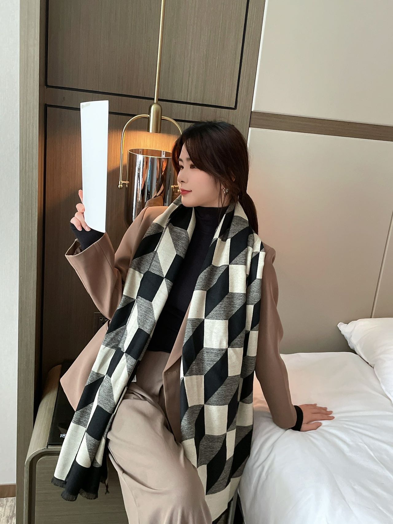 Cross-border scarf wholesale e-commerce supply 37 Fashion Jacquard series three-dimensional checkered scarves pic 8