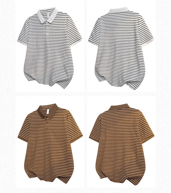 2026新款春夏条纹款POLO衫休闲时尚百搭翻领不起毛短袖青春男上衣详情7