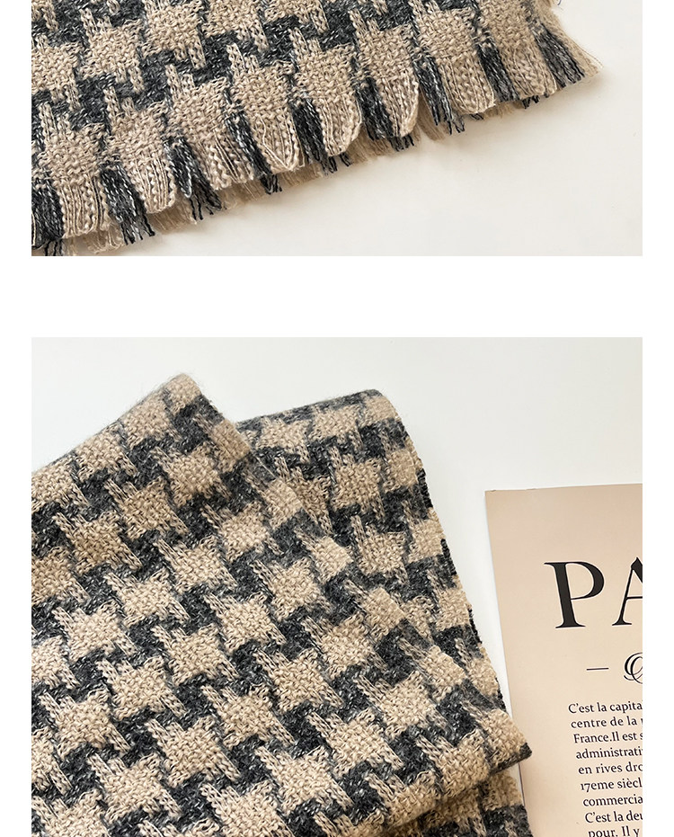 The 2024 winter new thousand-bird check cashmere scarf is a versatile long and warm dress for women, a retro shawl for couples, and a trendy scarf for men pic 7