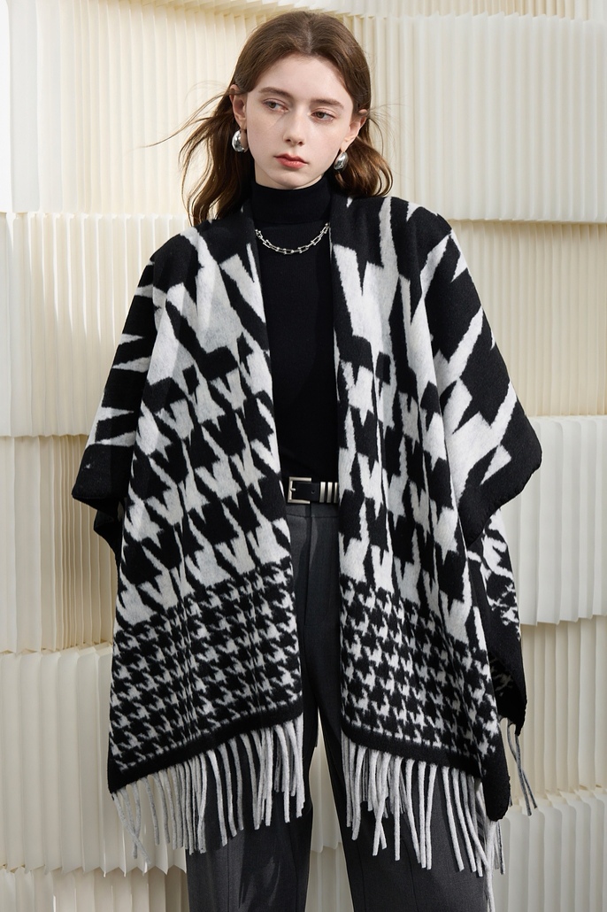 Cross-border scarf wholesale e-commerce live streaming supply chain, Thousand Bird pattern imitation cashmere split shawls pic 2
