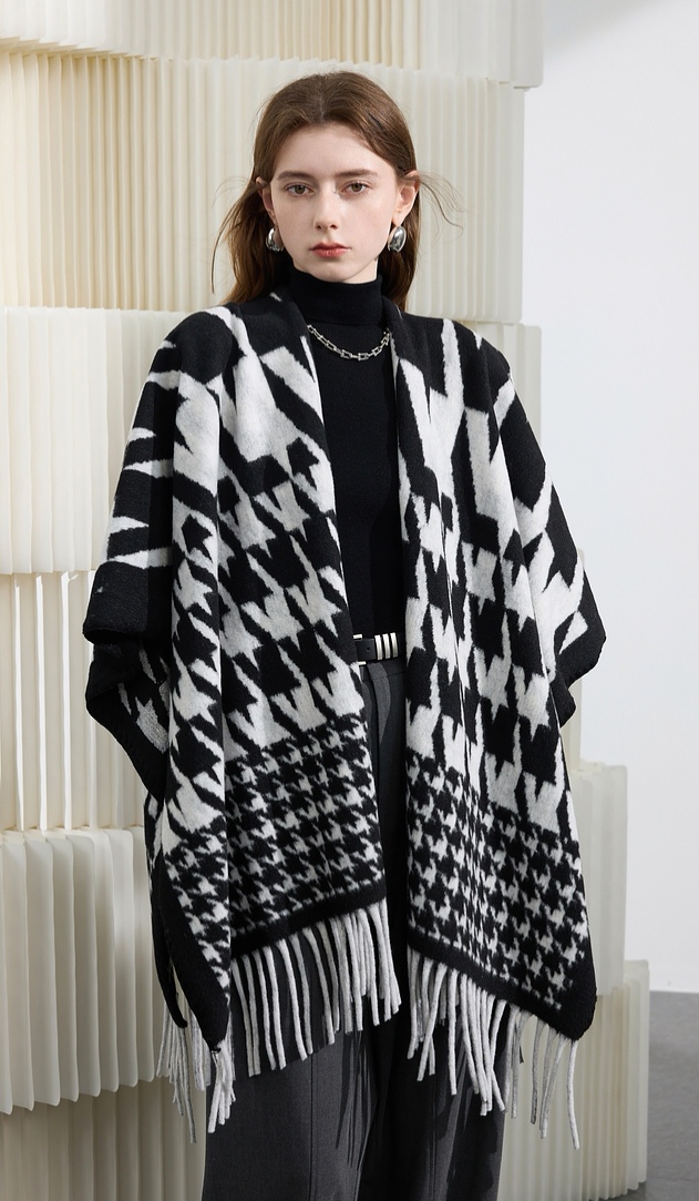 Cross-border scarf wholesale e-commerce live streaming supply chain, Thousand Bird pattern imitation cashmere split shawls pic 8