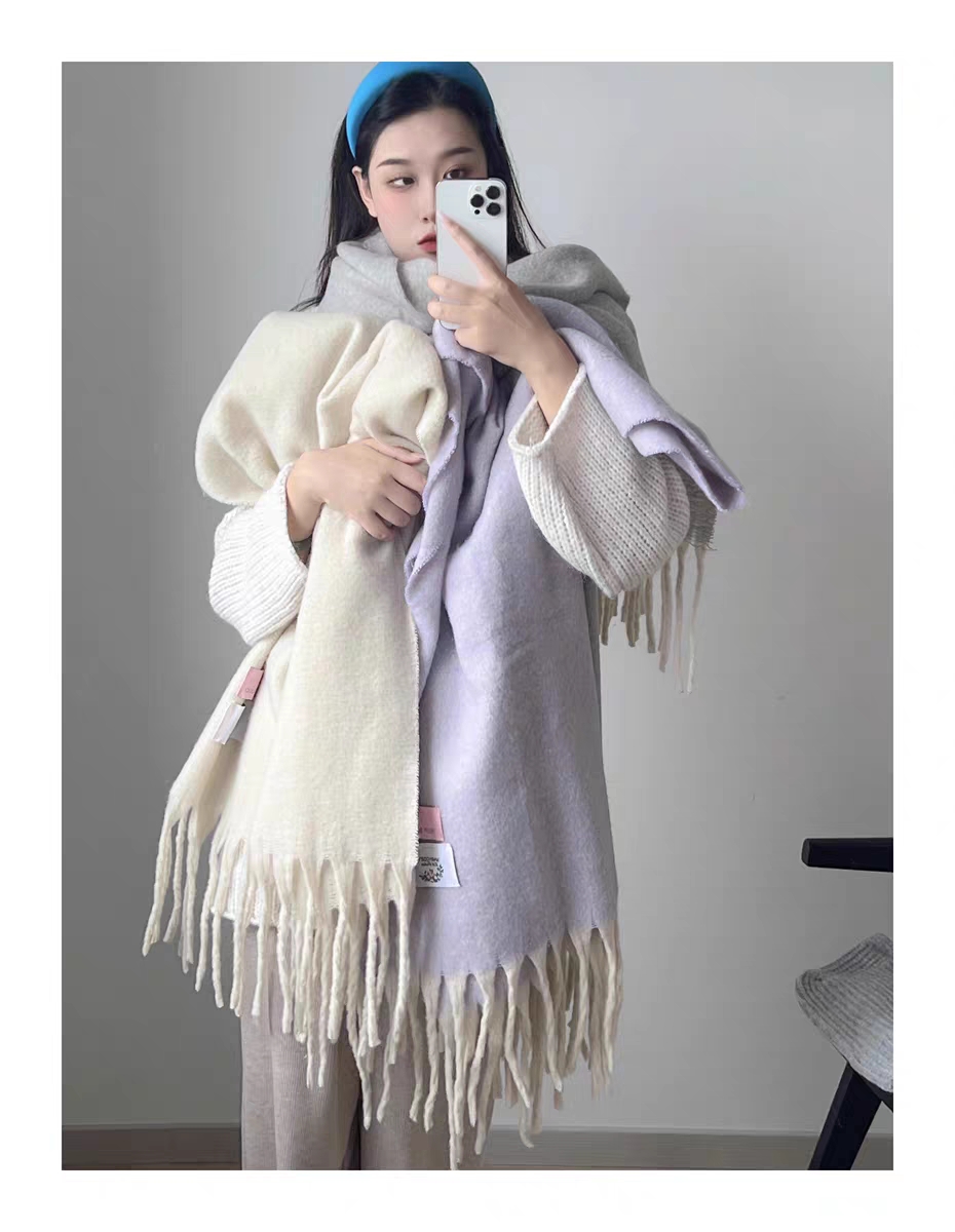 Cross-border scarf wholesale e-commerce live streaming supply chain 88 Cotton Candy series Cotton Candy single-color thick beard scarf supply pic 8