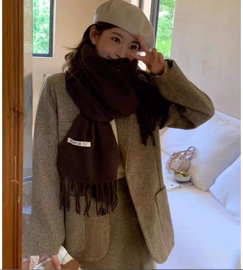 Cross-border scarf wholesale e-commerce live streaming supply chain supply 39 Monochrome series Solid Oreo pic 4