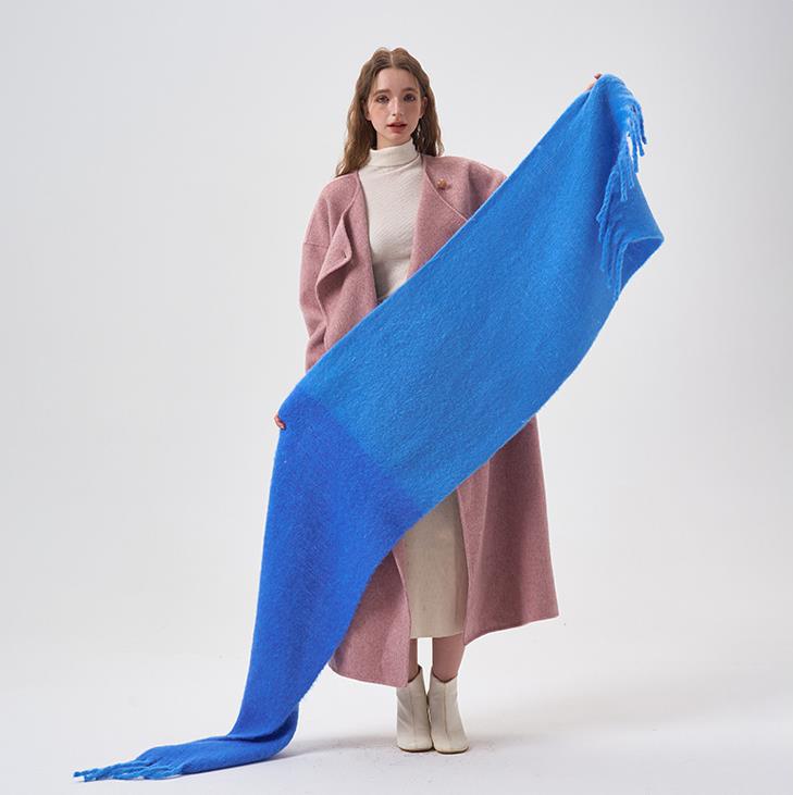 Wholesale cross-border scarves in stock, e-commerce live streaming supply chain, 68 thick beard series, half color-blocked scarves pic 5