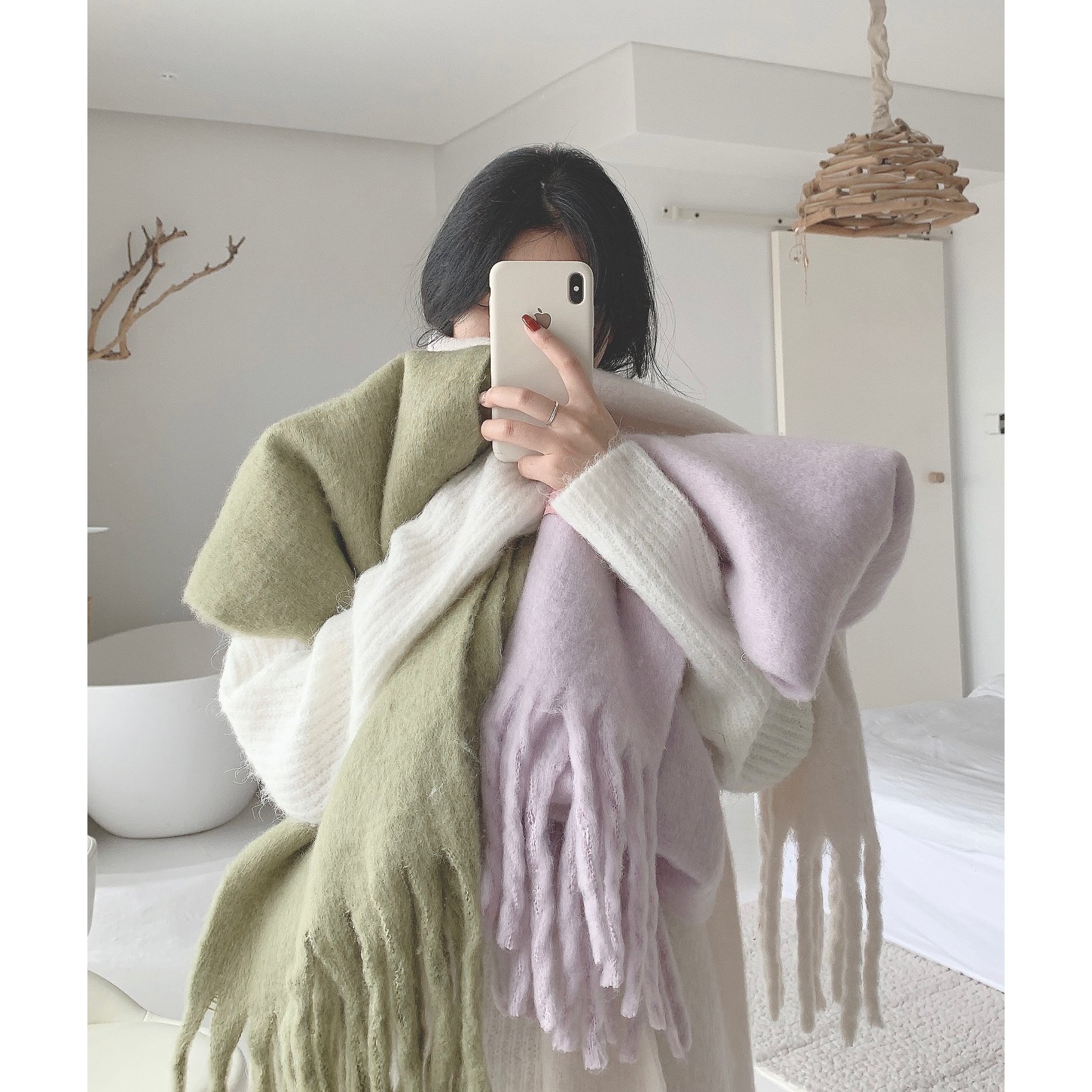 Cross-border scarf wholesale e-commerce live-streaming supply chain supply of macaron thick beard scarves pic 1