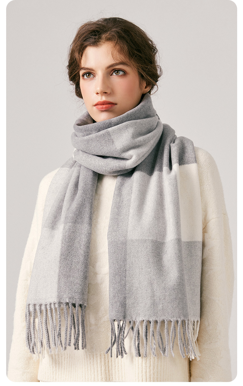 Wholesale of cross-border scarves in stock, e-commerce live streaming, supply chain, 96 wool series, color-blocked wool square grid pic 6
