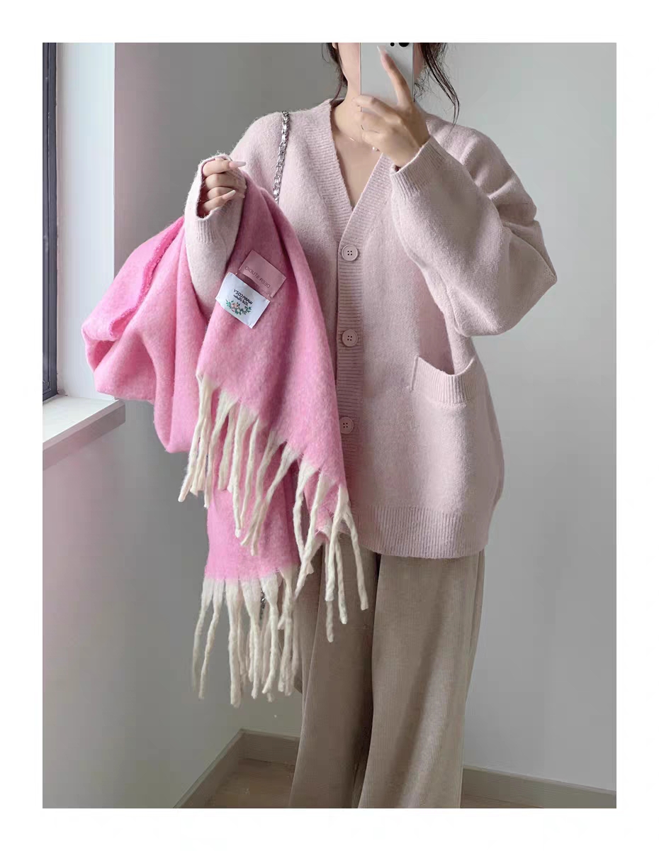 Cross-border scarf wholesale e-commerce new 88 Marshmallow series rice warp plain thick beard Marshmallow single color thick beard pic 1