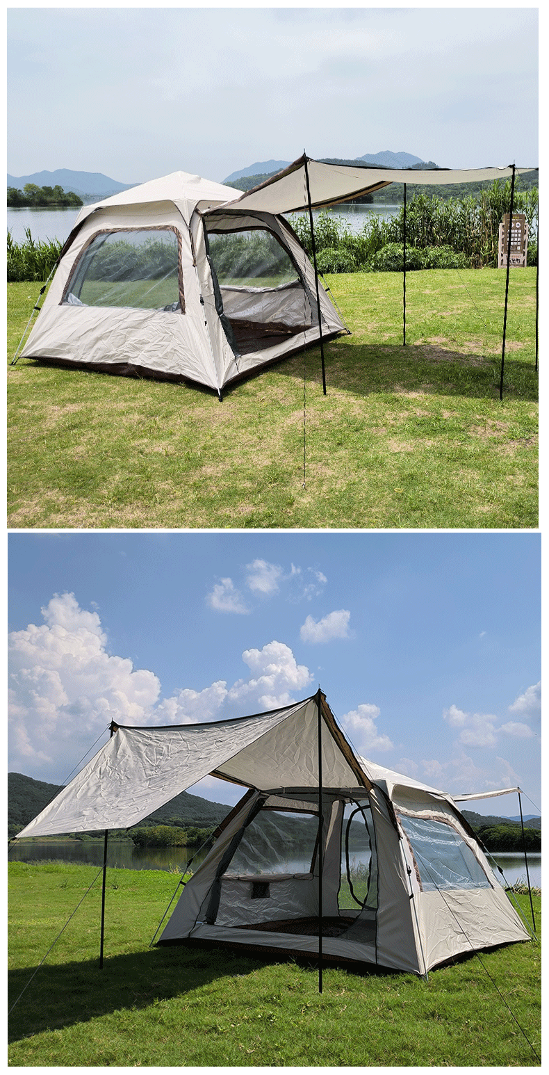 One-bedroom, one-hall fully automatic quick-opening, folding, portable outdoor two-in-one tent in stock for retail and wholesale pic 6