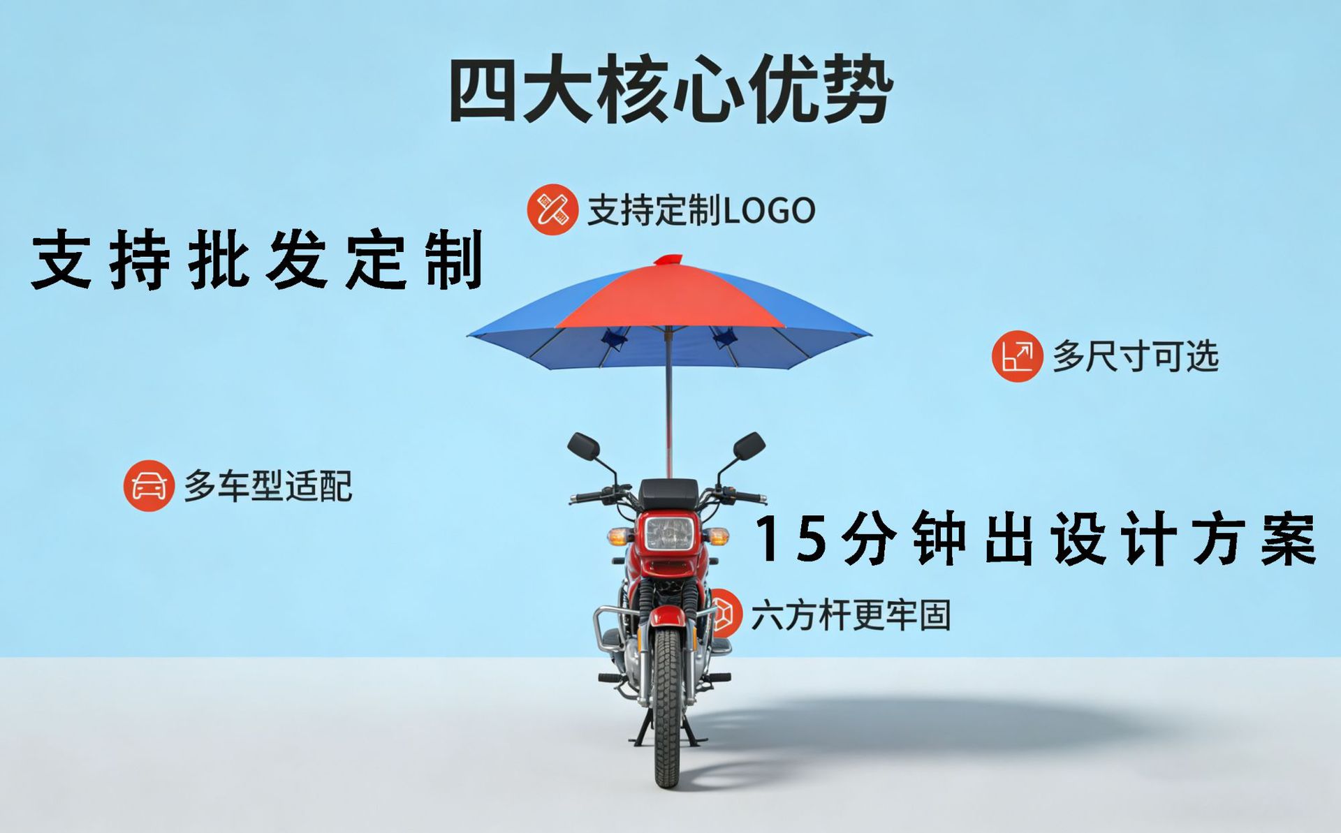 摩托车遮阳伞加厚银胶防暴雨 电动车防晒伞抗风大伞面厂家直销详情9