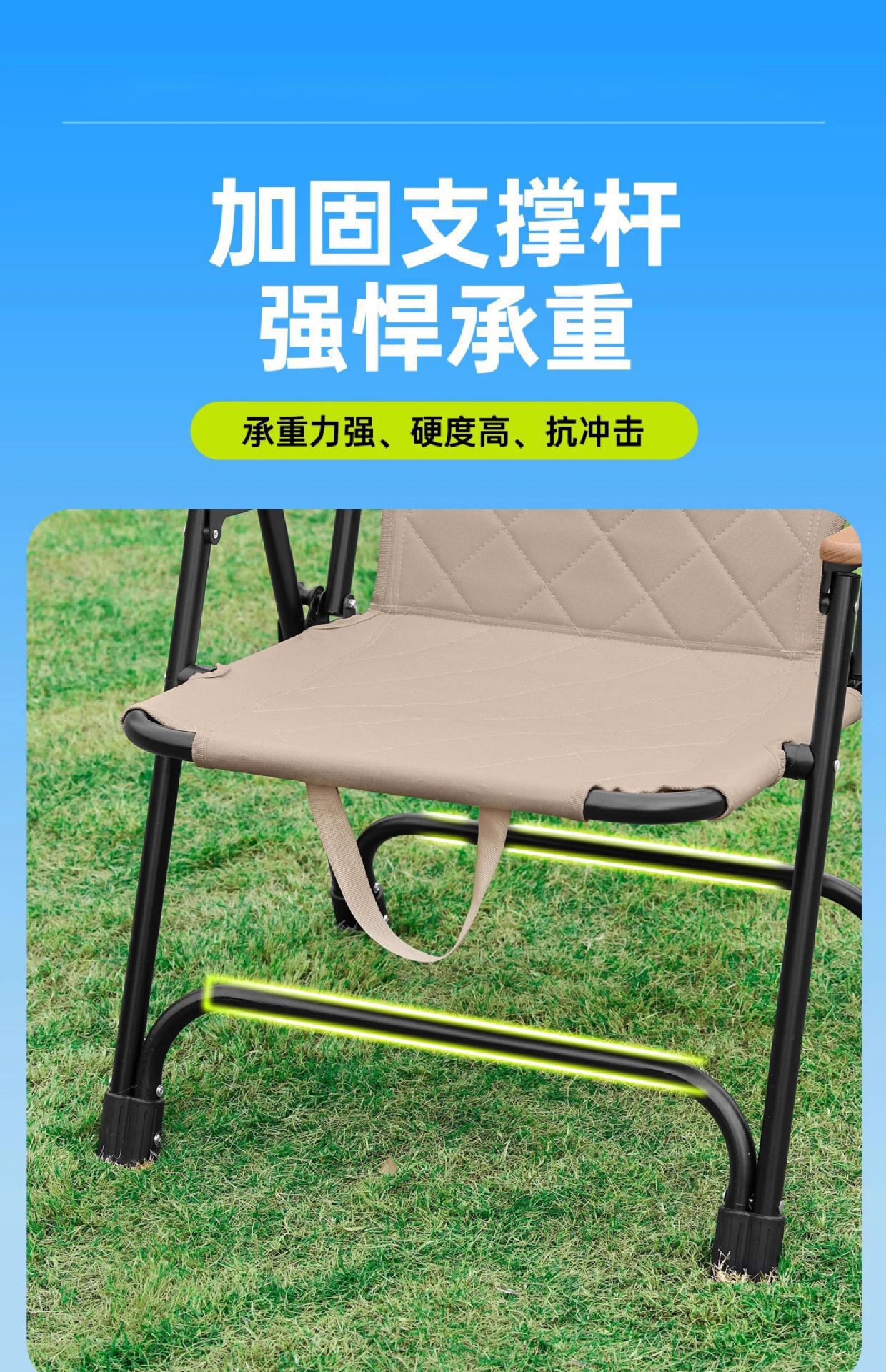 户外折叠椅子便携式夹棉克米特野餐克米特椅超轻钓鱼露营用沙滩椅详情8