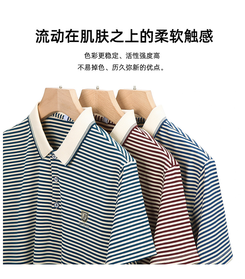 外贸新款2026年夏季新款爆款细条纹时尚休闲小标POLO衫详情6