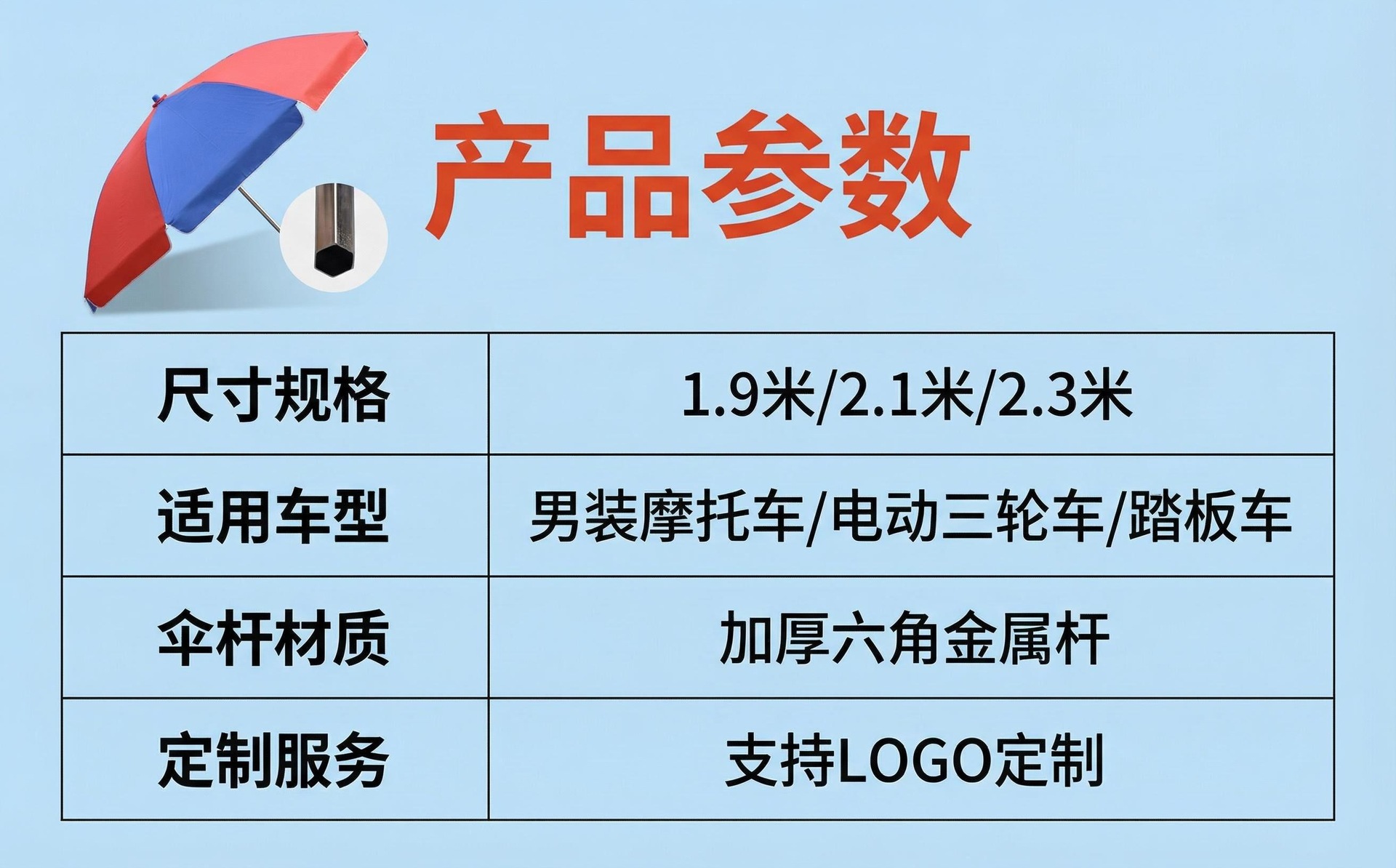 摩托车遮阳伞加厚银胶防暴雨 电动车防晒伞抗风大伞面厂家直销详情7