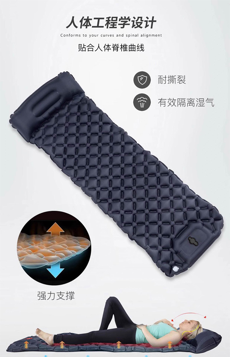 Cross-border direct supply of automatic inflatable mattresses, outdoor camping tent sleeping pads, portable air mattresses for foot use, single and double person sleeping pads pic 5