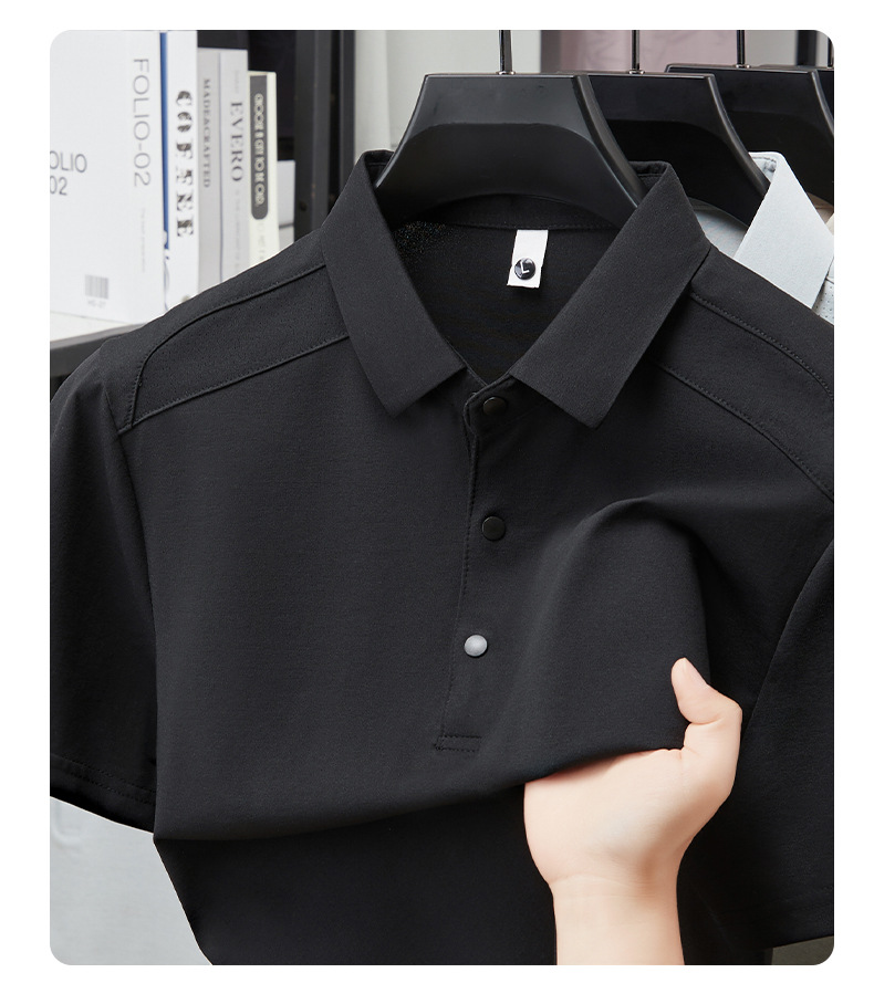 Verano hombre manga corta cuello solapa POLO casual hombre blusas cuatro cierres y botones patchwork camisetas hombre stock pic 26