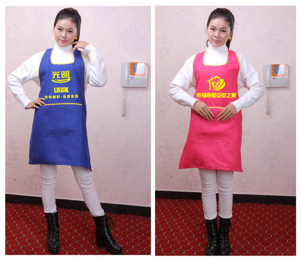 广告无袖围裙礼品批发定做广告印logo防油防污无袖男女工作服务员详情6