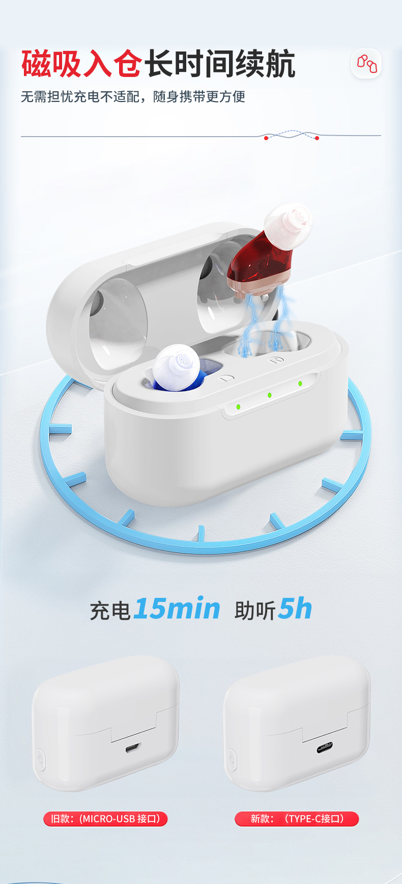 A17数字助听器入耳内式智能降噪清晰防啸叫超长待机老人供出口详情6