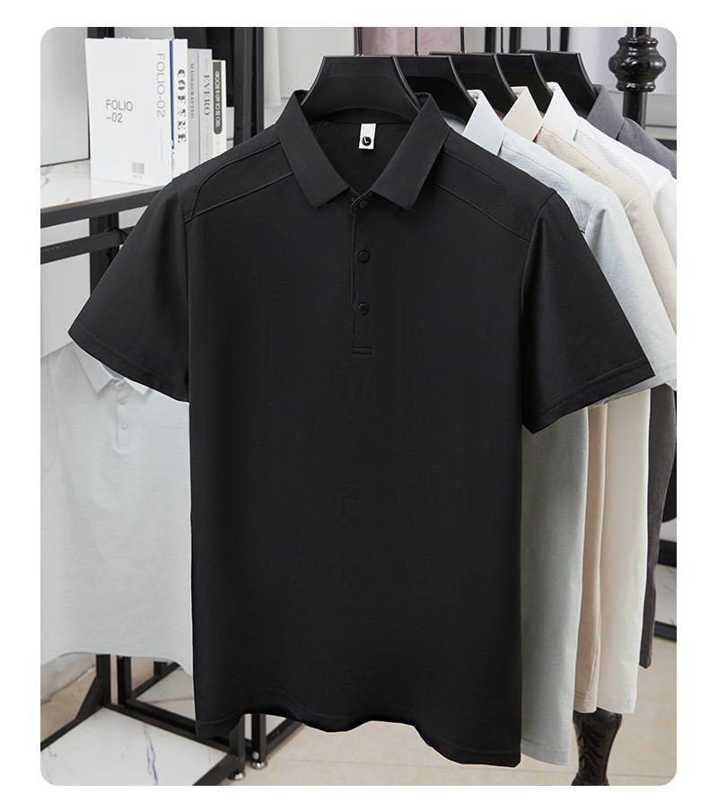 Verano hombre manga corta cuello solapa POLO casual hombre blusas cuatro cierres y botones patchwork camisetas hombre stock pic 24