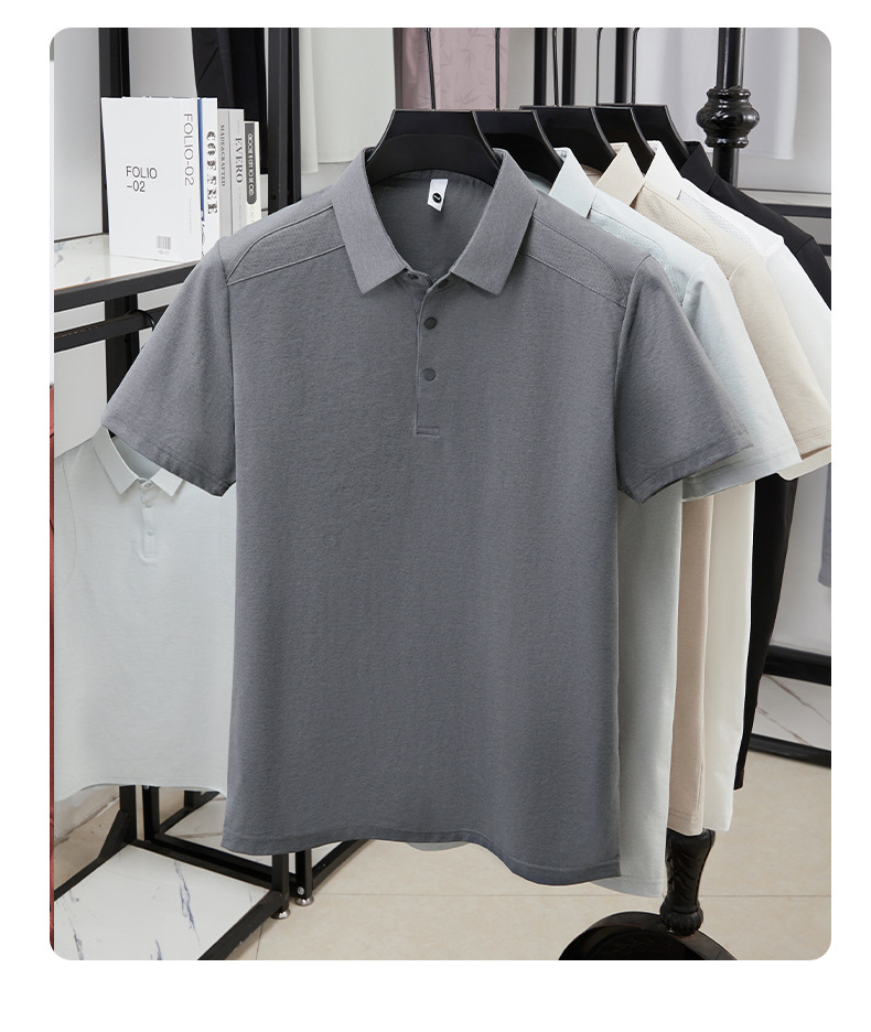 Verano hombre manga corta cuello solapa POLO casual hombre blusas cuatro cierres y botones patchwork camisetas hombre stock pic 20