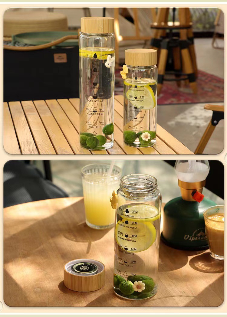 简约大容量玻璃杯高硼硅竹盖随行杯便携水杯高颜值花茶杯批发详情4